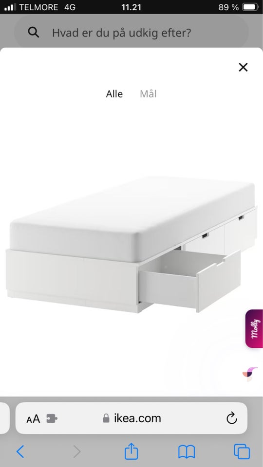 Sengeramme, Ikea Nordli, b: 90 l: