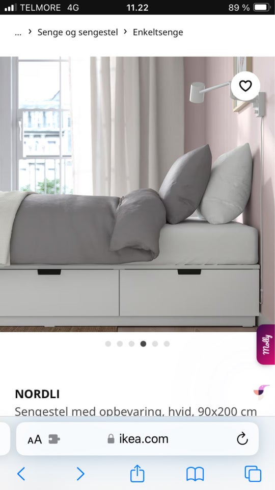 Sengeramme, Ikea Nordli, b: 90 l: