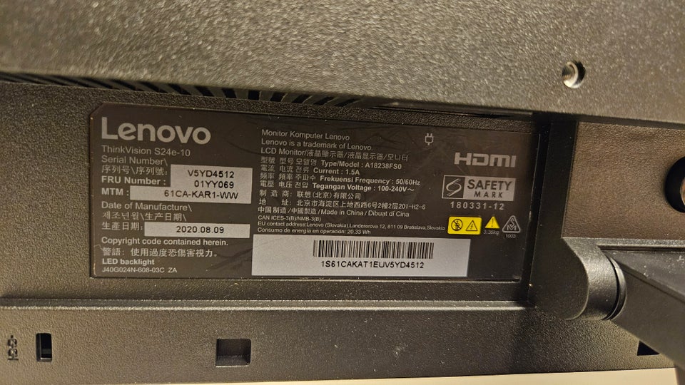 Lenovo, S24e-10, 24 tommer