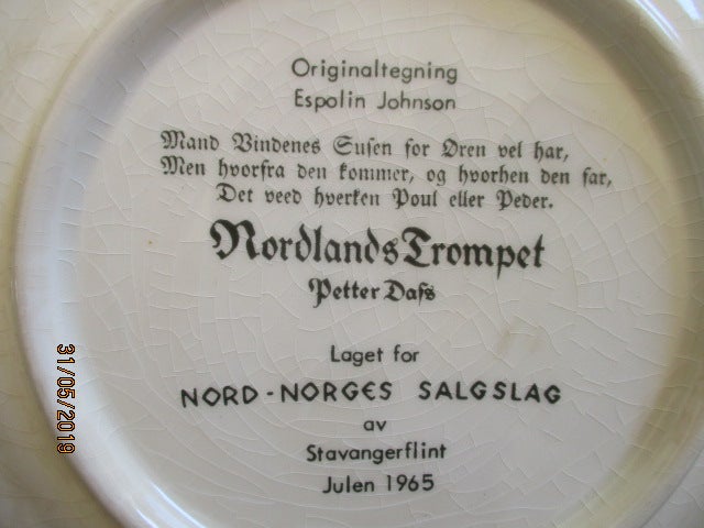 Juleplatte Stavangerflint 1965