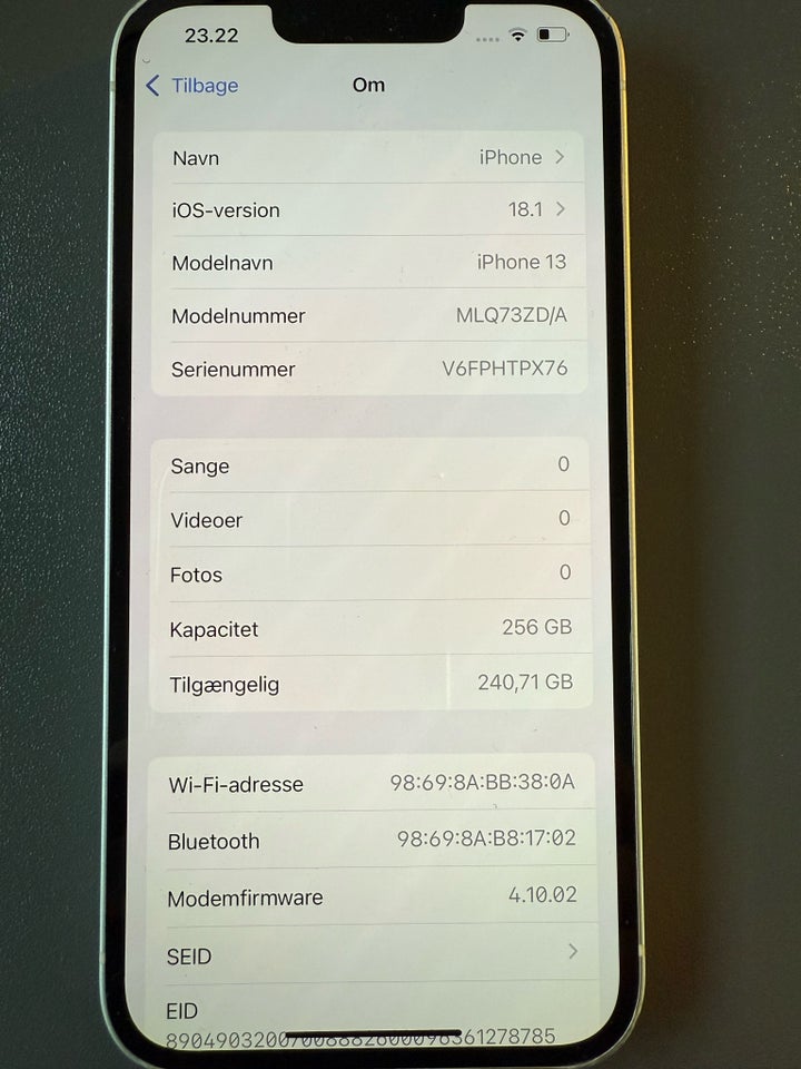 iPhone 13, 256 GB, hvid