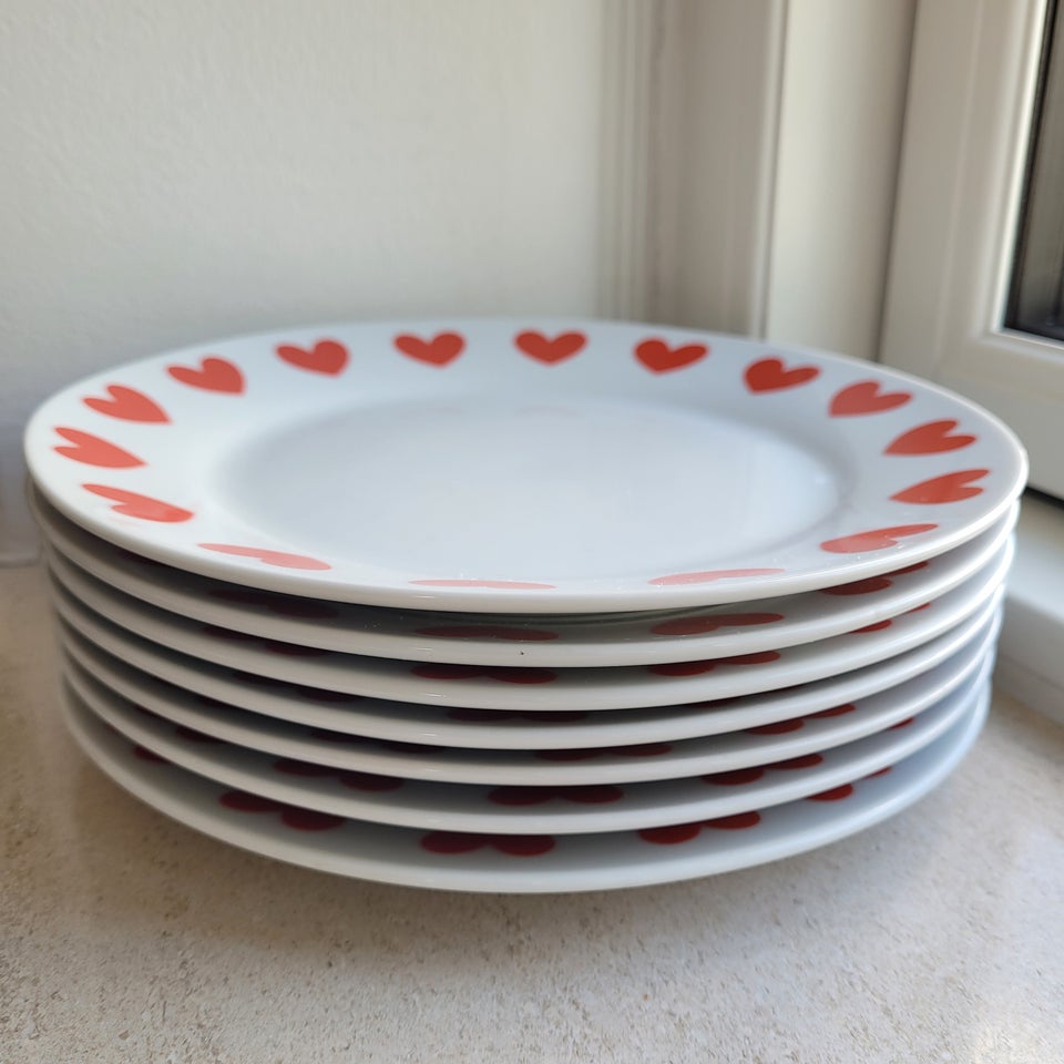 Porcelæn, Tallerken x 7, HEARTS