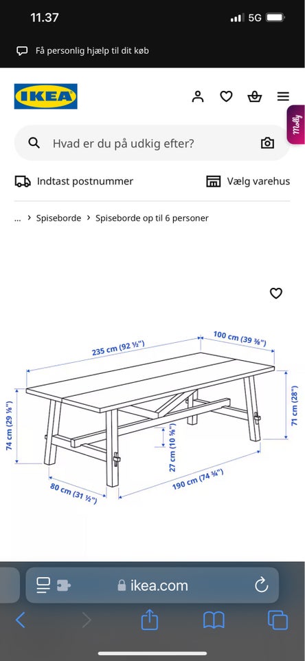 Spisebord m/stole Akacie træ