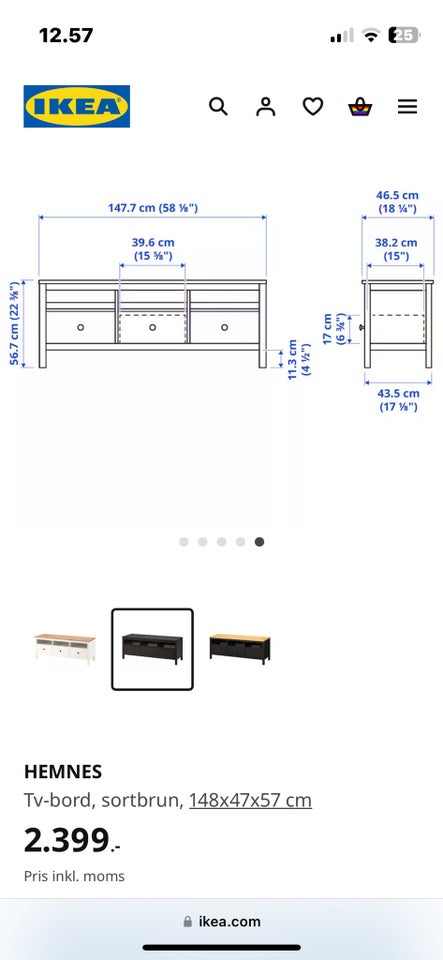 Tv bord Ikea hemnes fyrretræ