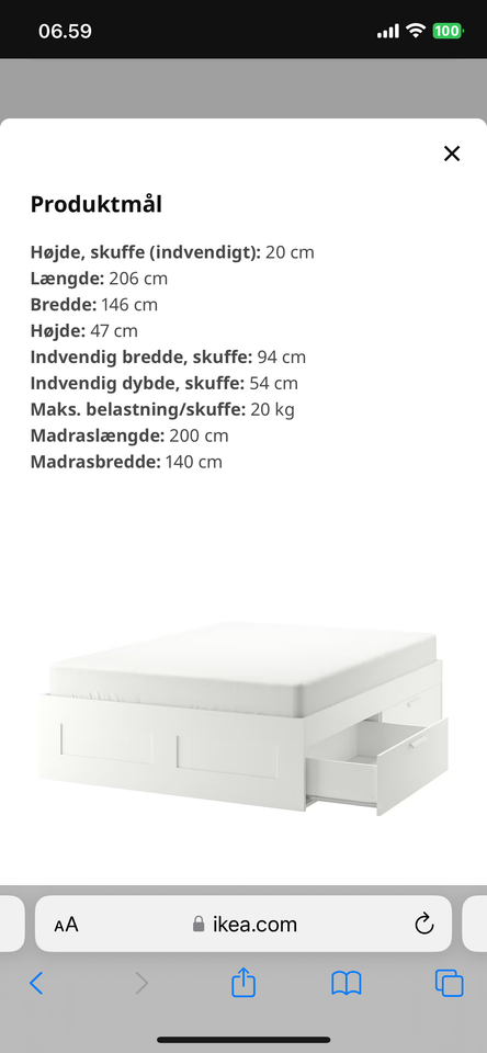 Dobbeltseng, Brimnes , b: 146 l: 206