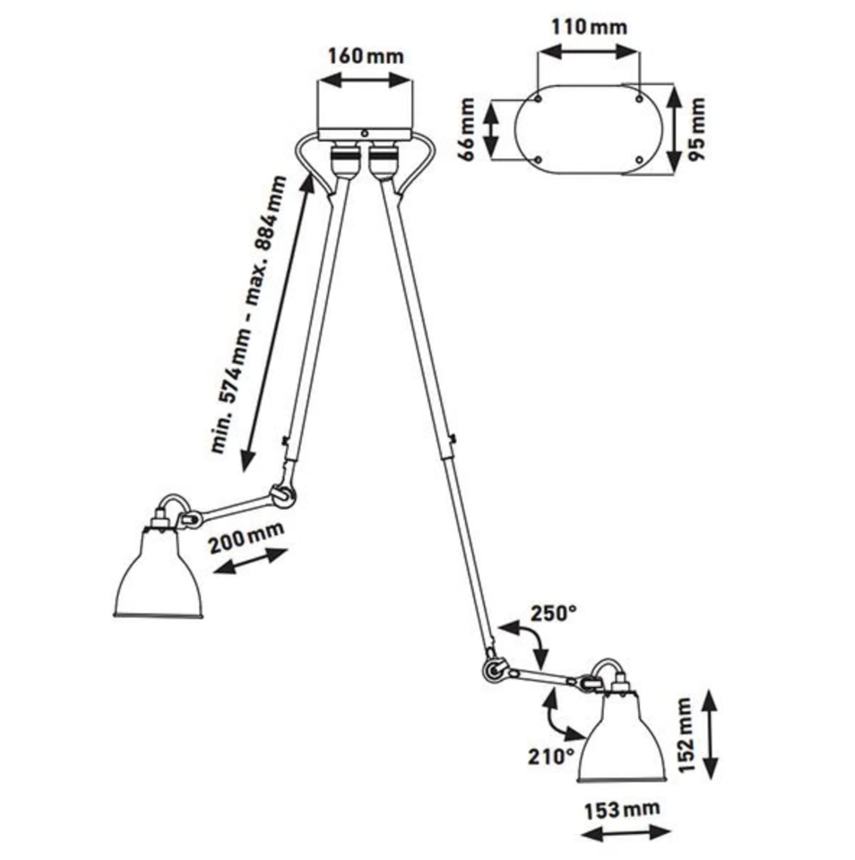 Pendel, Lampe Gras N302 Double Mat