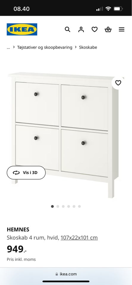 Skoskab fra Ikea næsten som ny  Ikea