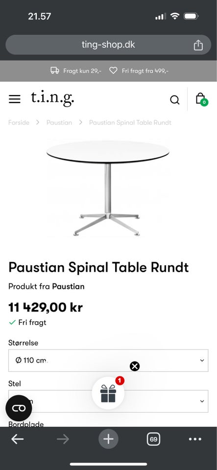 Spisebord, Stål og bøg, Paustian