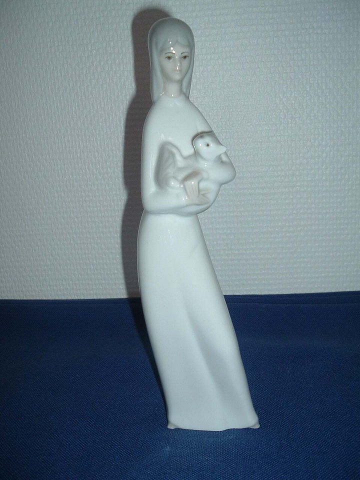 Dame med kat. Porcelænsfigur, Made