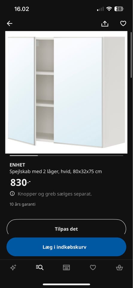 Hængeskab, Ikea, b: 80 d: 32 h: 75