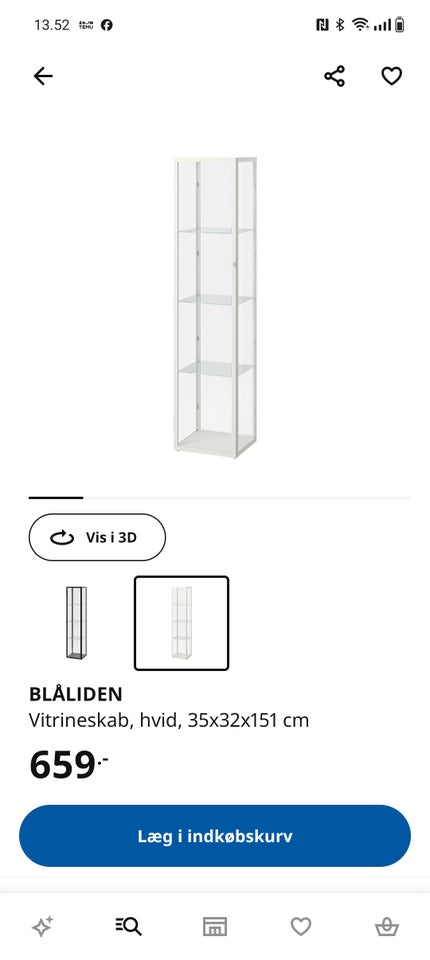 Vitrineskab Blåliden b: 35 d: 32