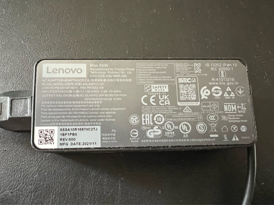 Lenovo Oplader MFG fra 2021/11