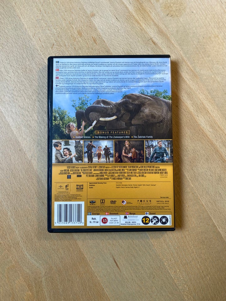 The Zookeeper’s Wife (2017), DVD,