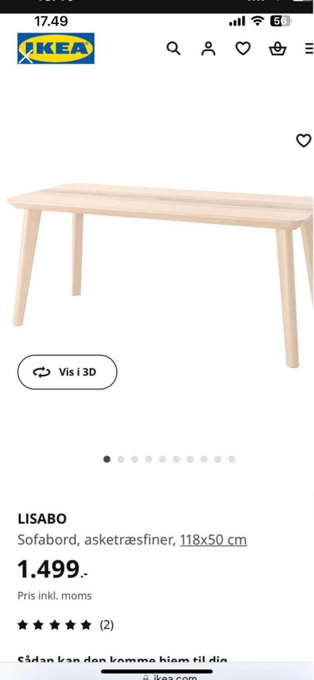 Sofabord IKEA birketræ