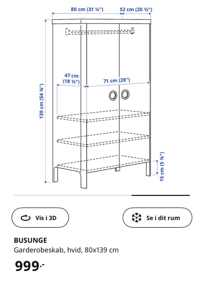 Klædeskab, IKEA, Busunge