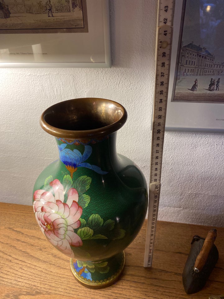 Andet, Gl stor flot Cloisonne vase,