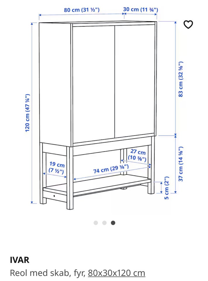 Andet skab, Ikea, b: 80 d: 30 h: 120