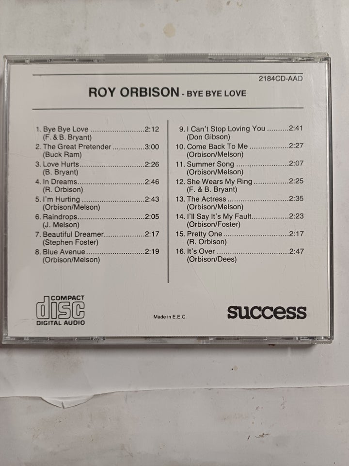 Roy Orbison: Bey Bey Love, pop