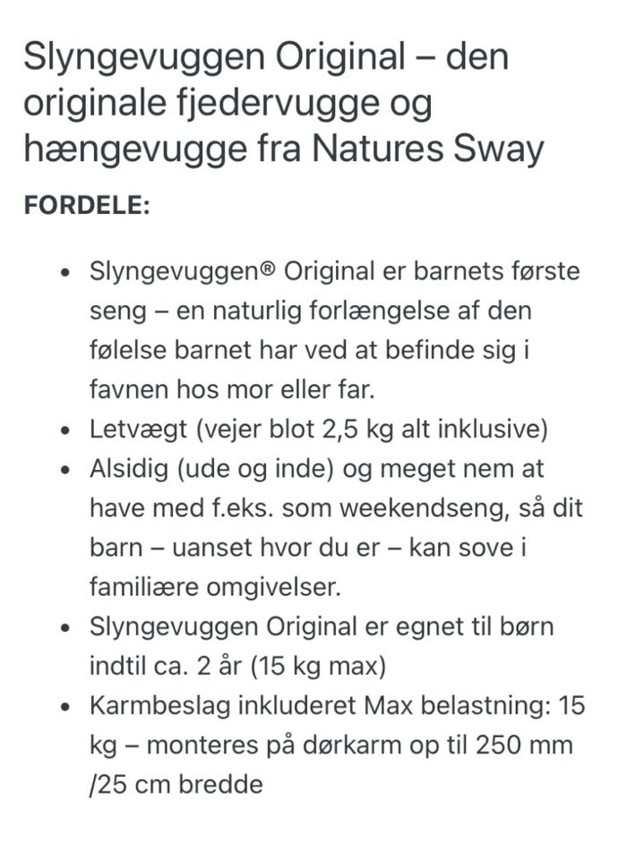 Vugge, Slyngevugge, Natures Sway