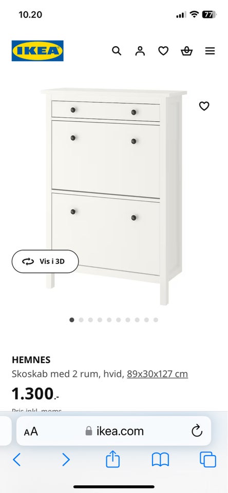 Sko skab, Hemnes fra Ikea