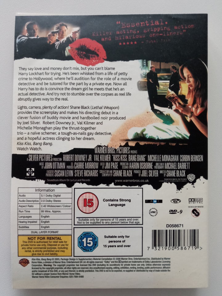 Kiss Kiss Bang Bang, DVD, action