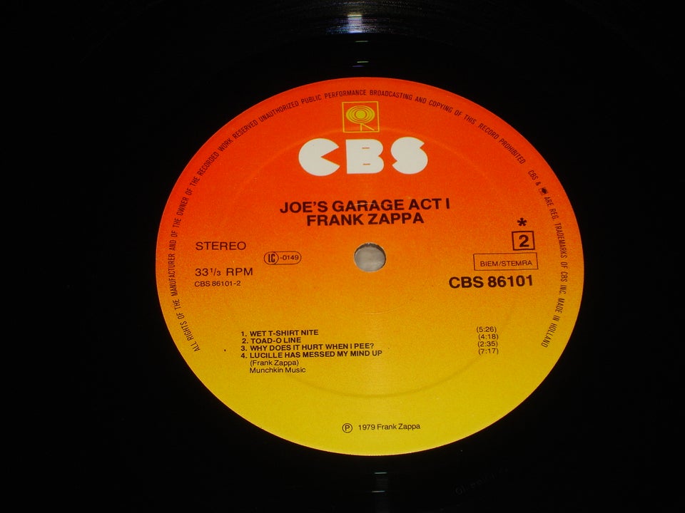 LP Frank Zappa Joe's Garage Act I