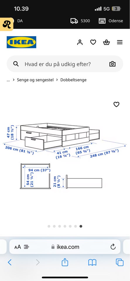 Sengeramme, IKEA BRIMNES, b: 166 l: