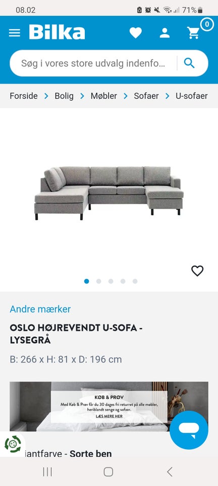 U-sofa, 6 pers. , Bilka