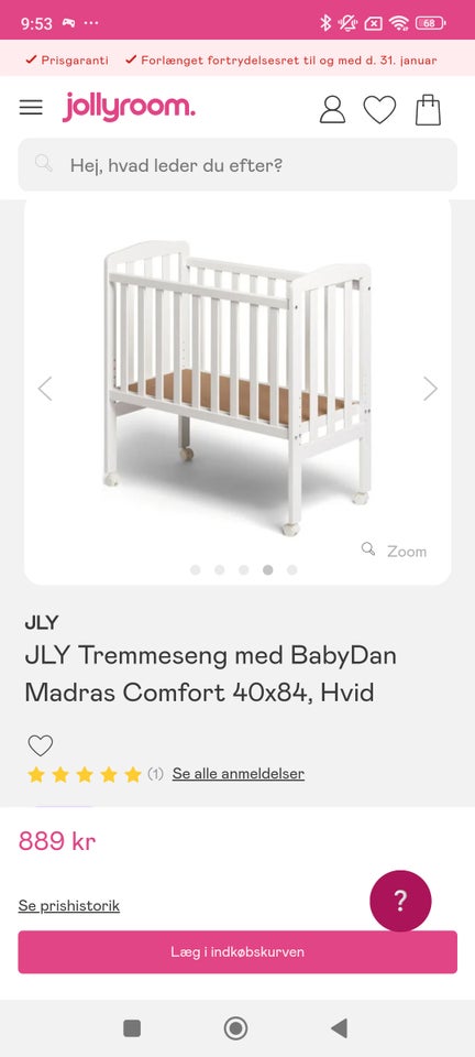 Krybbe, Tremmeseng/bedside crib i