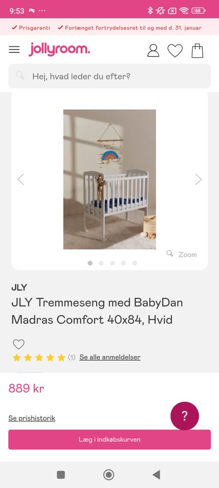 Krybbe, Tremmeseng/bedside crib i