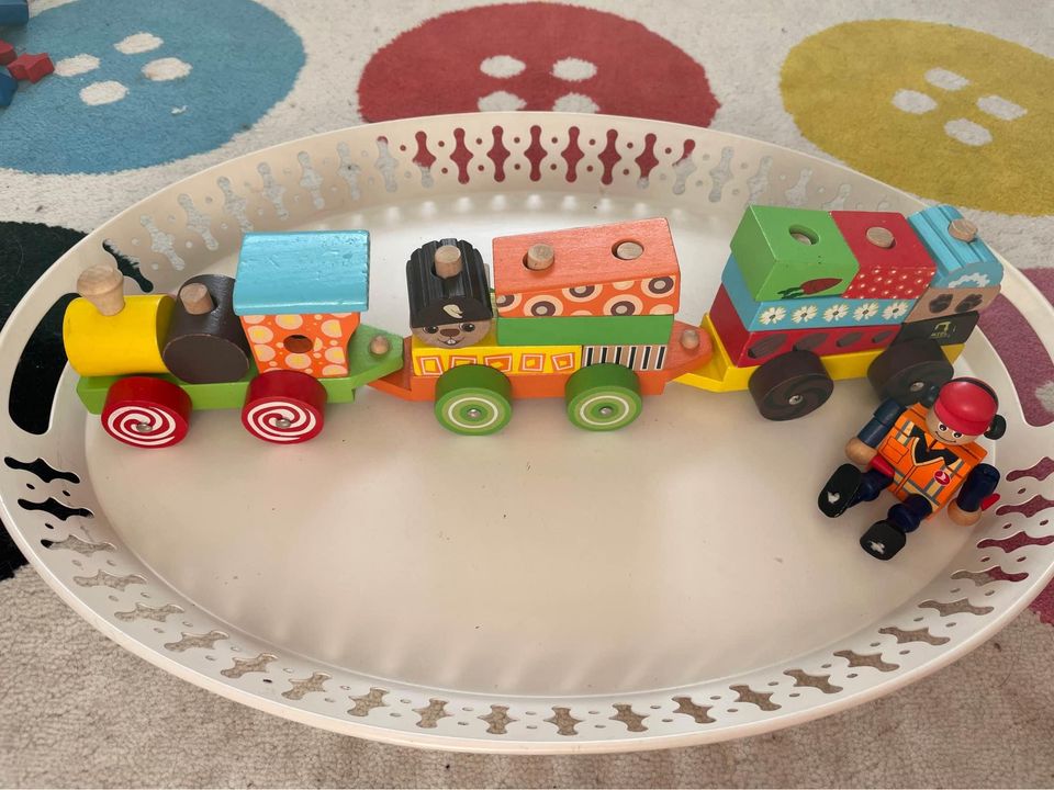 Wooden train with removable