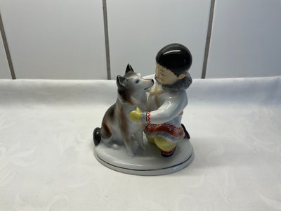 Porcelæn Dreng med hund USSR