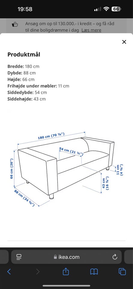 Sofa, stof, 2 pers.