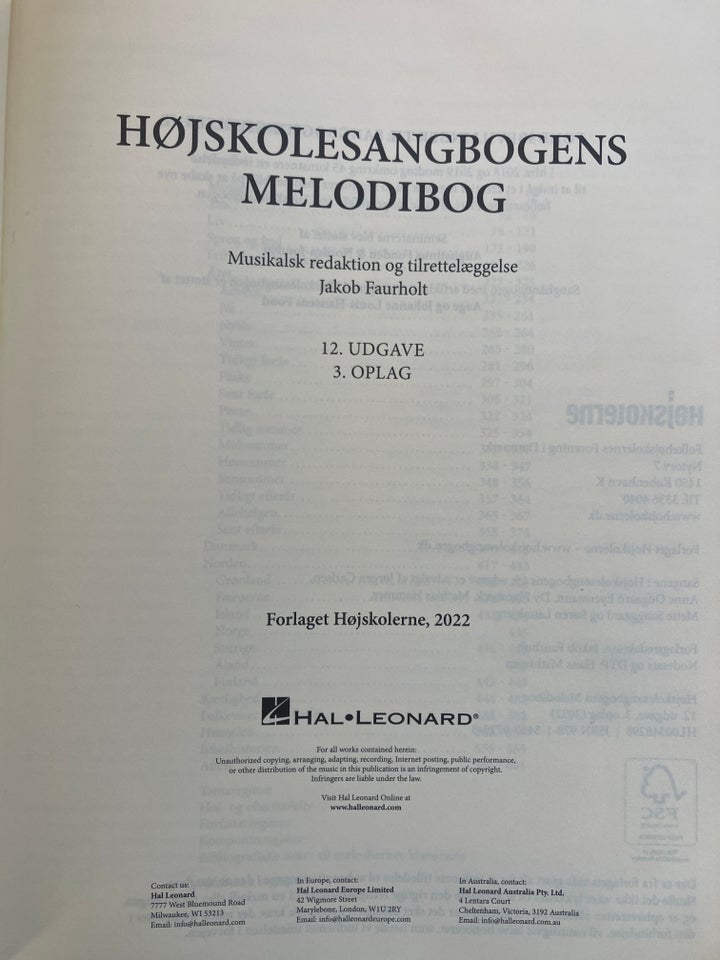 Højskolesangbogen ,