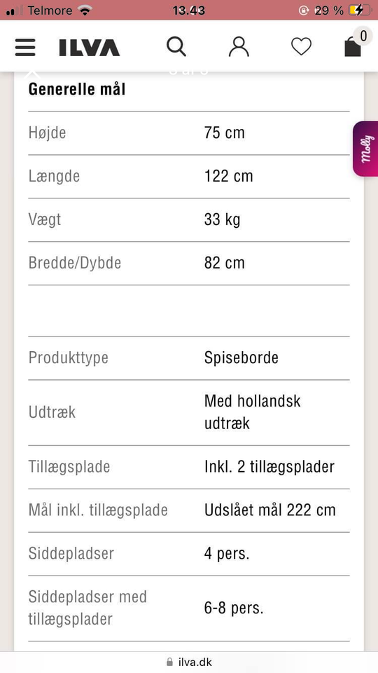 Spisebord Matlakeret egefiner