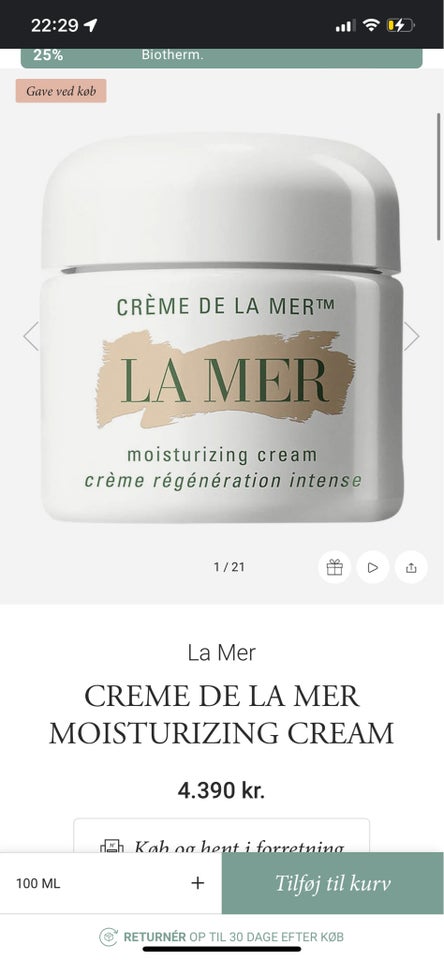 Ansigtspleje, La Mer moisturising