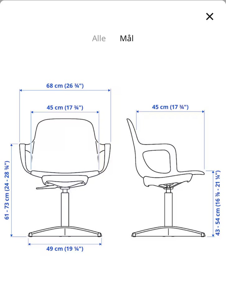 Skrivebordsstol, Ikea Odger