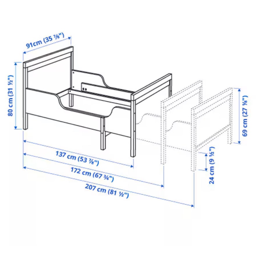 Sengeramme, Ikea, b: 80 l: 200 h: 80