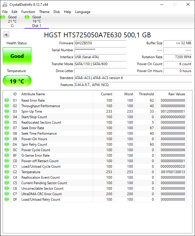 Toshiba HGST, 1000 GB, Perfekt