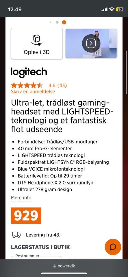 Gaming trådløs Logitech