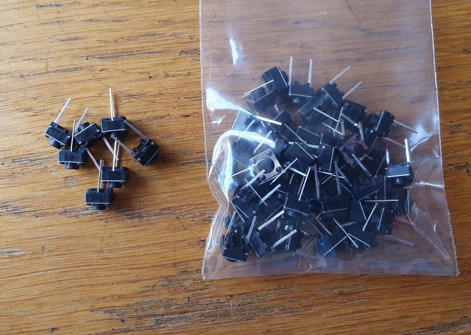 Kontakter, 25 stk. 6x6x5 mm tryk