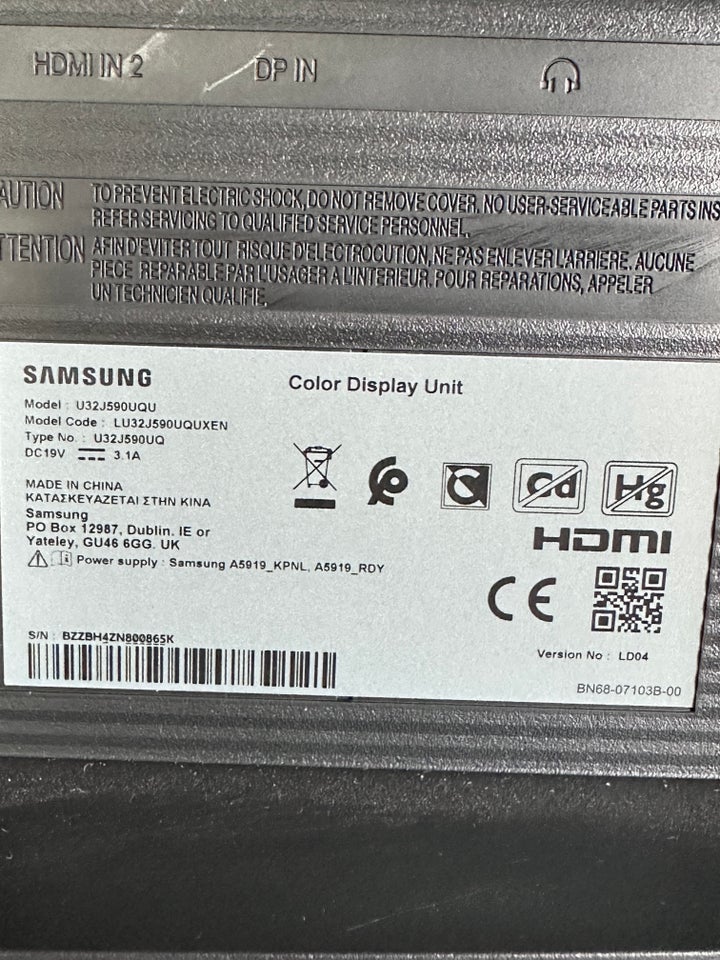 Samsung, U32J590UQU, 32 tommer