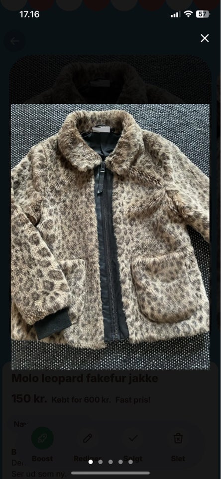 Jakke, Fakefur jakke med leopard,