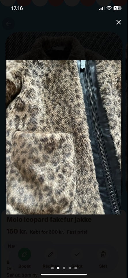 Jakke, Fakefur jakke med leopard,