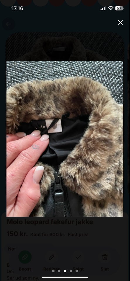 Jakke, Fakefur jakke med leopard,