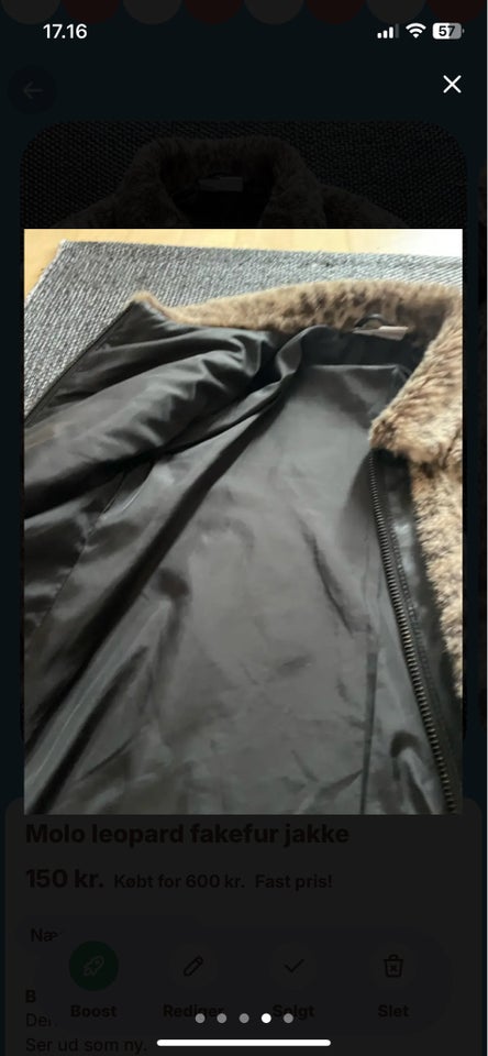 Jakke, Fakefur jakke med leopard,