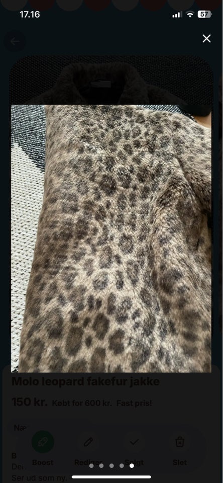 Jakke, Fakefur jakke med leopard,