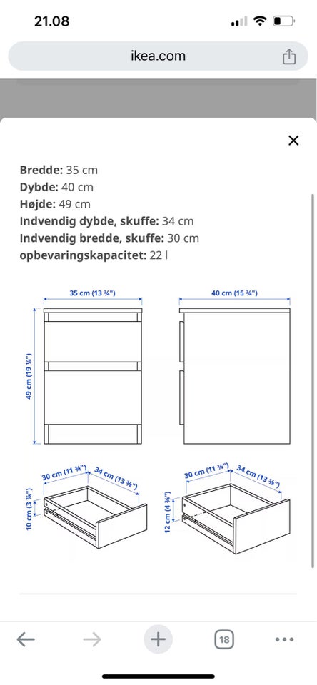 Sengebord IKEA