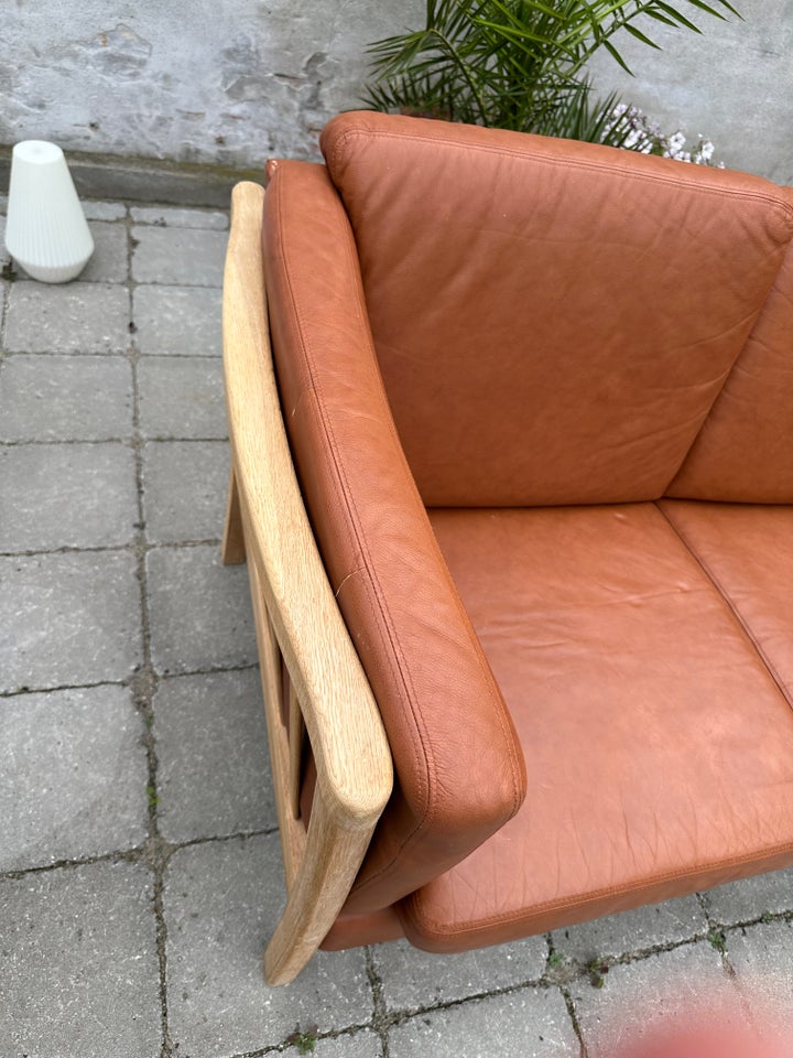 Sofa, læderlook, 3 pers.