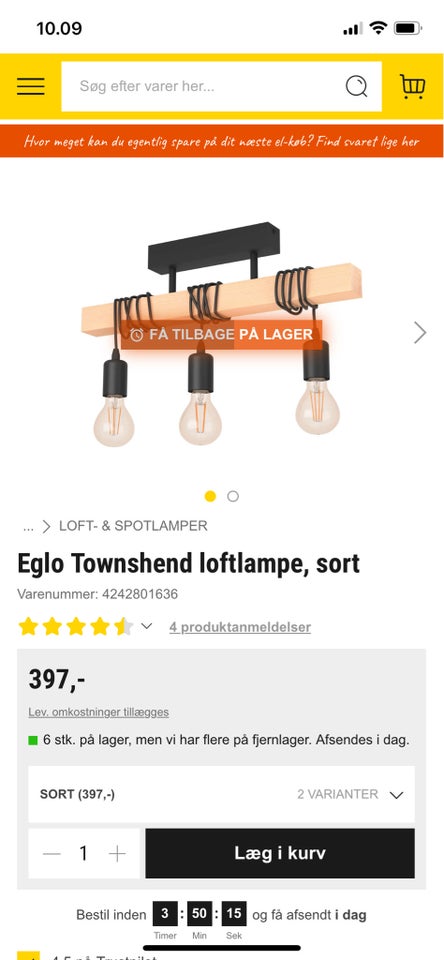 Anden loftslampe Eglo Townshend